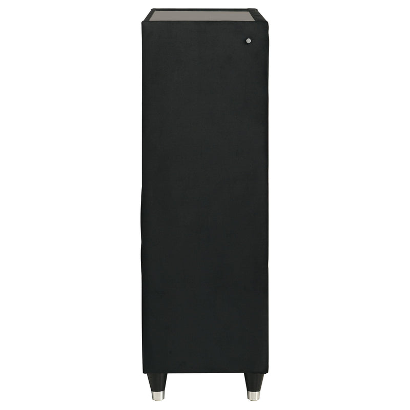 Ravenne 5-drawer Velvet Upholstered LED Chest of Drawers Black - 223195