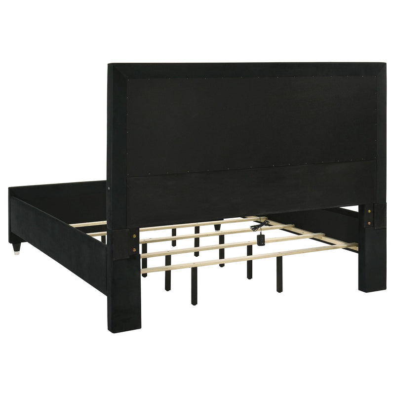 Ravenne 5-piece Velvet Upholstered California King LED Bedroom Set Black - 223191KW-S5