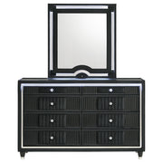 Ravenne 8-drawer Velvet Upholstered LED Dresser and Mirror Black - 223193M