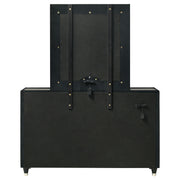Ravenne 8-drawer Velvet Upholstered LED Dresser and Mirror Black - 223193M