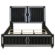Ravenne Velvet Upholstered California King LED Panel Bed Black - 223191KW