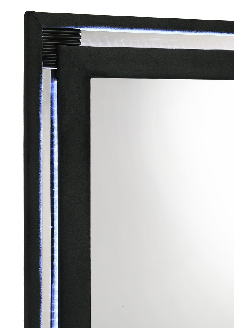 Ravenne Velvet Upholstered LED Dresser Mirror Black - 223194