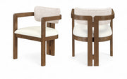 Ravina Vegan Leather and Linen Textured Fabric Upholstered Dining Chair in Beige, Set of 2 - 88079Beige-C