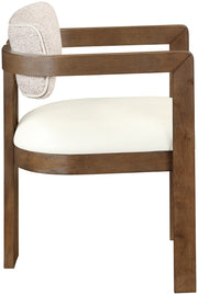 Ravina Vegan Leather and Linen Textured Fabric Upholstered Dining Chair in Beige, Set of 2 - 88079Beige-C