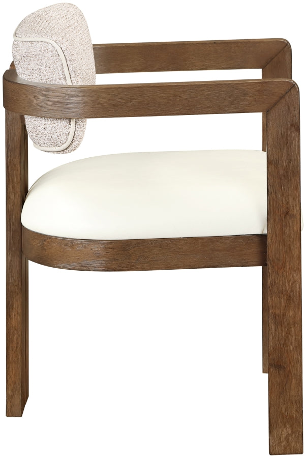 Ravina Vegan Leather and Linen Textured Fabric Upholstered Dining Chair in Beige, Set of 2 - 88079Beige-C