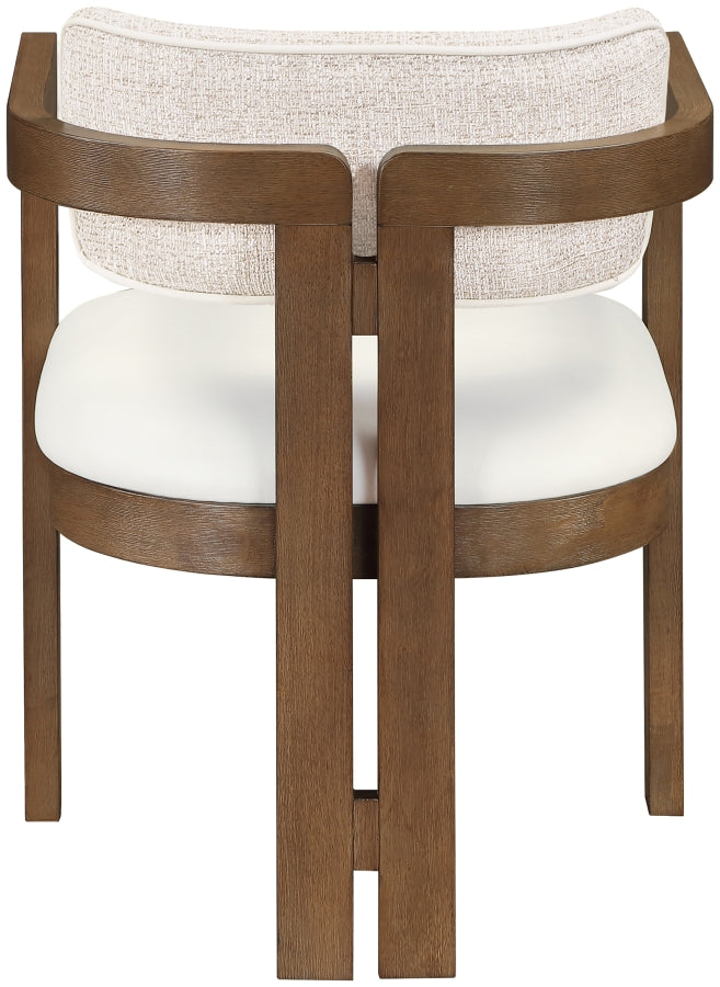 Ravina Vegan Leather and Linen Textured Fabric Upholstered Dining Chair in Beige, Set of 2 - 88079Beige-C