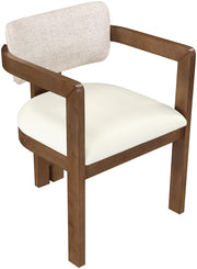 Ravina Vegan Leather and Linen Textured Fabric Upholstered Dining Chair in Beige, Set of 2 - 88079Beige-C