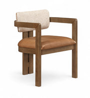 Ravina Vegan Leather and Linen Textured Fabric Upholstered Dining Chair in Cognac, Set of 2 - 88079Cognac-C