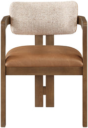 Ravina Vegan Leather and Linen Textured Fabric Upholstered Dining Chair in Cognac, Set of 2 - 88079Cognac-C