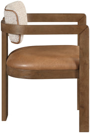 Ravina Vegan Leather and Linen Textured Fabric Upholstered Dining Chair in Cognac, Set of 2 - 88079Cognac-C