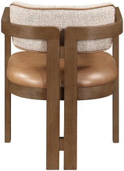 Ravina Vegan Leather and Linen Textured Fabric Upholstered Dining Chair in Cognac, Set of 2 - 88079Cognac-C