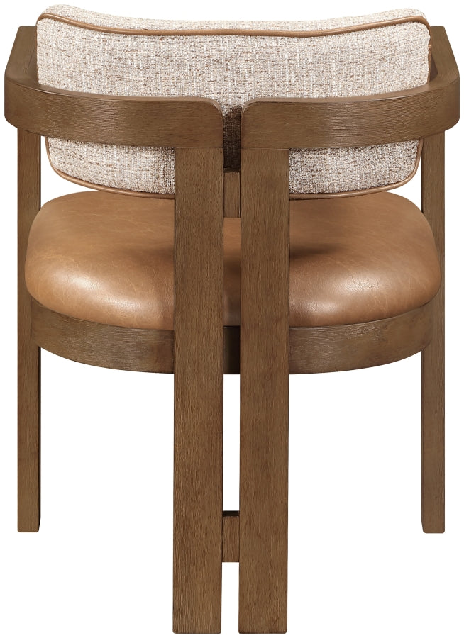 Ravina Vegan Leather and Linen Textured Fabric Upholstered Dining Chair in Cognac, Set of 2 - 88079Cognac-C