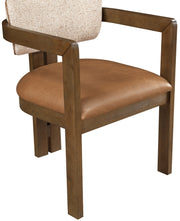 Ravina Vegan Leather and Linen Textured Fabric Upholstered Dining Chair in Cognac, Set of 2 - 88079Cognac-C
