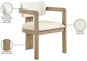 Ravina Vegan Leather and Linen Textured Fabric Upholstered Dining Chair in Cream, Set of 2 - 88078Cream-C