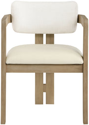 Ravina Vegan Leather and Linen Textured Fabric Upholstered Dining Chair in Cream, Set of 2 - 88078Cream-C