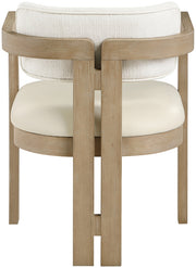 Ravina Vegan Leather and Linen Textured Fabric Upholstered Dining Chair in Cream, Set of 2 - 88078Cream-C