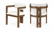 Ravina Vegan Leather and Linen Textured Fabric Upholstered Dining Chair in Cream, Set of 2 - 88079Cream-C