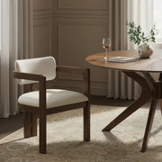 Ravina Vegan Leather and Linen Textured Fabric Upholstered Dining Chair in Cream, Set of 2 - 88079Cream-C