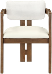 Ravina Vegan Leather and Linen Textured Fabric Upholstered Dining Chair in Cream, Set of 2 - 88079Cream-C