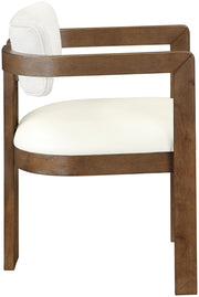 Ravina Vegan Leather and Linen Textured Fabric Upholstered Dining Chair in Cream, Set of 2 - 88079Cream-C