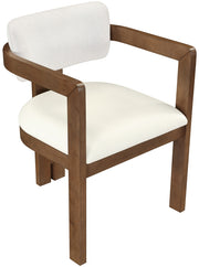 Ravina Vegan Leather and Linen Textured Fabric Upholstered Dining Chair in Cream, Set of 2 - 88079Cream-C