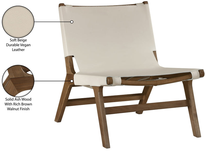 Rawlins Vegan Leather Upholstered Chair in Beige - 33006Beige-C