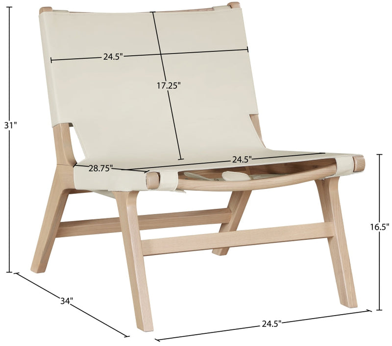 Rawlins Vegan Leather Upholstered Chair in Cream - 33004Cream-C