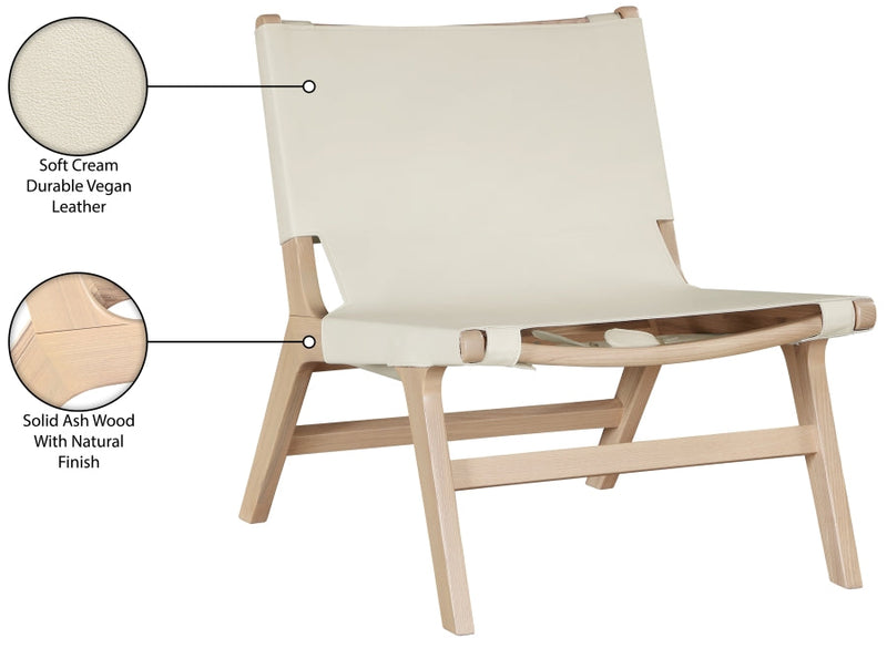 Rawlins Vegan Leather Upholstered Chair in Cream - 33004Cream-C