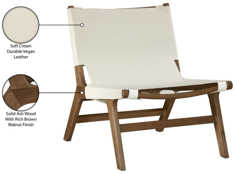 Rawlins Vegan Leather Upholstered Chair in Cream - 33006Cream-C