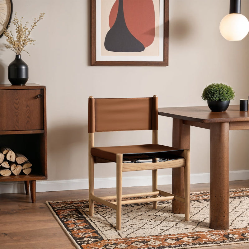 Rawlins Vegan Leather Upholstered Dining Chair in Cognac, Set of 2 - 11011Cognac-C