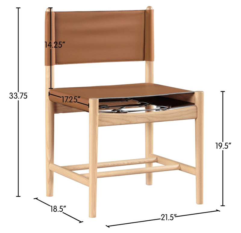 Rawlins Vegan Leather Upholstered Dining Chair in Cognac, Set of 2 - 11011Cognac-C