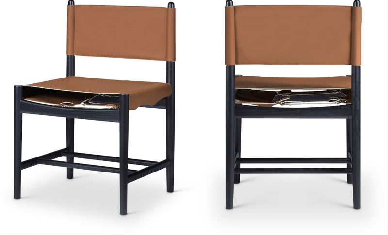 Rawlins Vegan Leather Upholstered Dining Chair in Cognac, Set of 2 - 11012Cognac-C