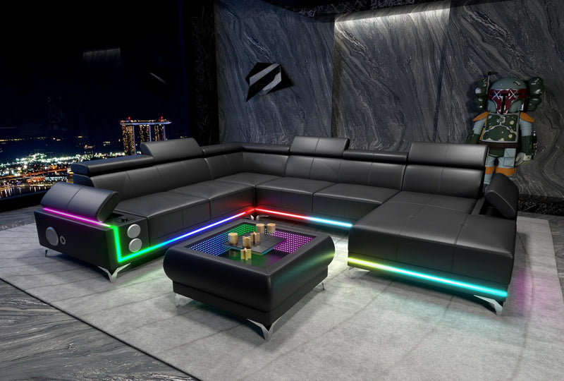 Raya - Black Coffee Table with 3D Infinity LED Light - CT4045-C-Black