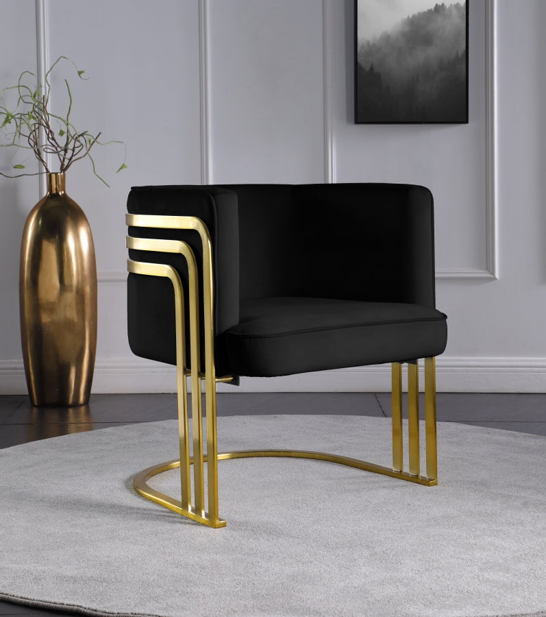Rays Velvet Upholstered Accent Chair in Black - 533Black