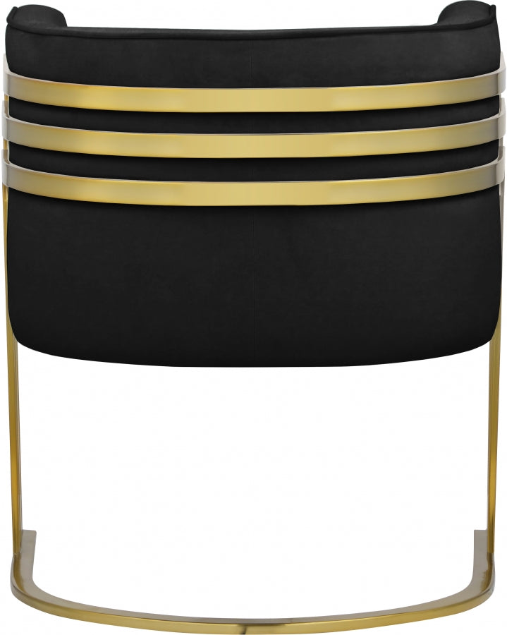 Rays Velvet Upholstered Accent Chair in Black - 533Black