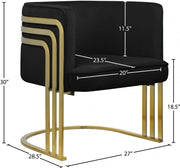 Rays Velvet Upholstered Accent Chair in Black - 533Black