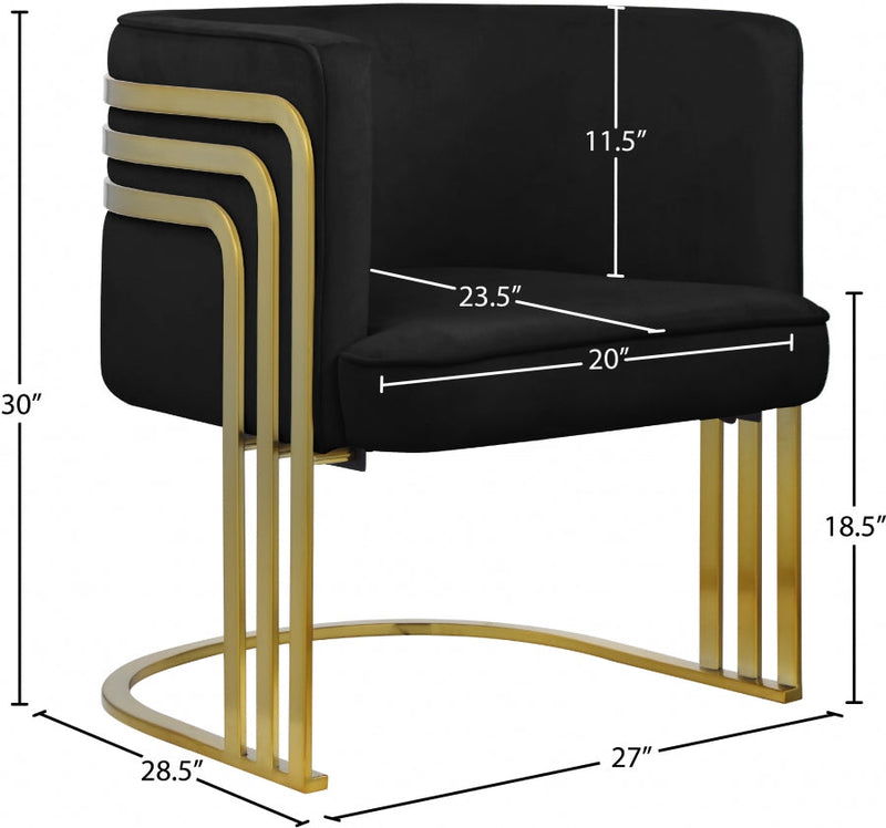 Rays Velvet Upholstered Accent Chair in Black - 533Black