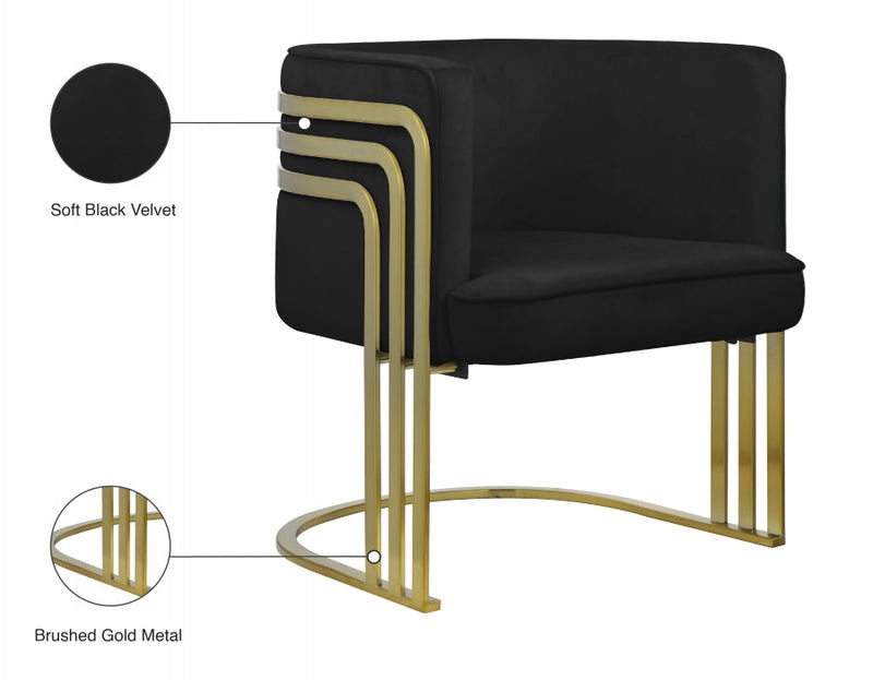 Rays Velvet Upholstered Accent Chair in Black - 533Black