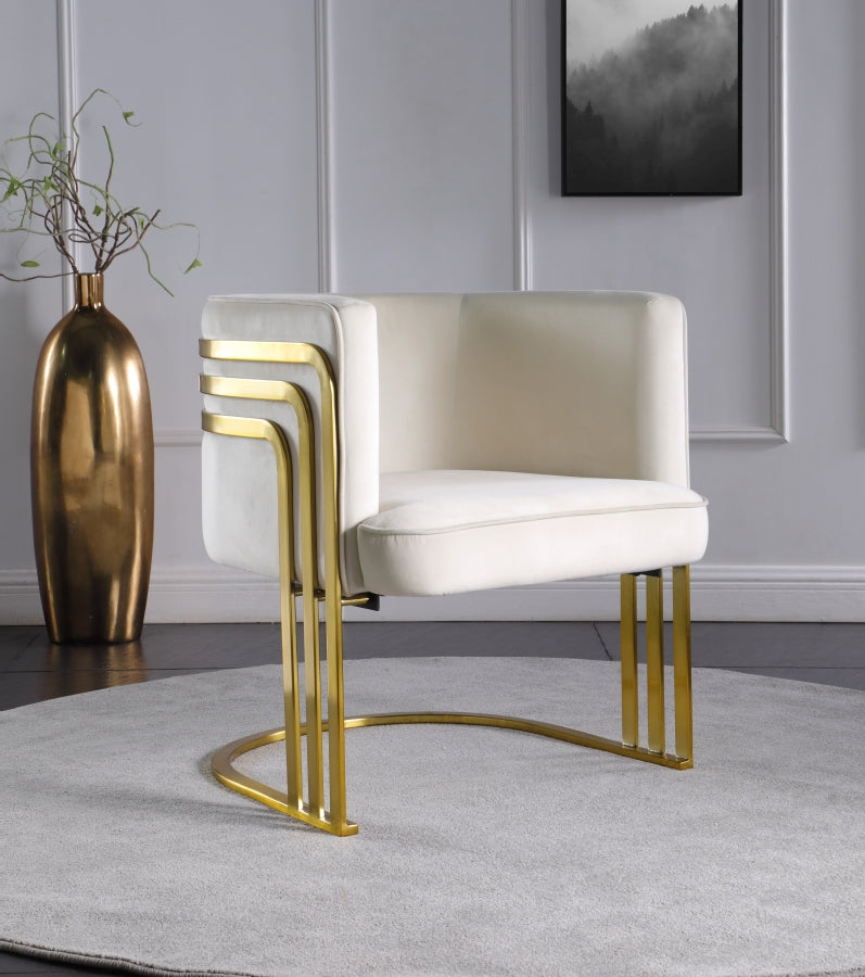 Rays Velvet Upholstered Accent Chair in Cream - 533Cream