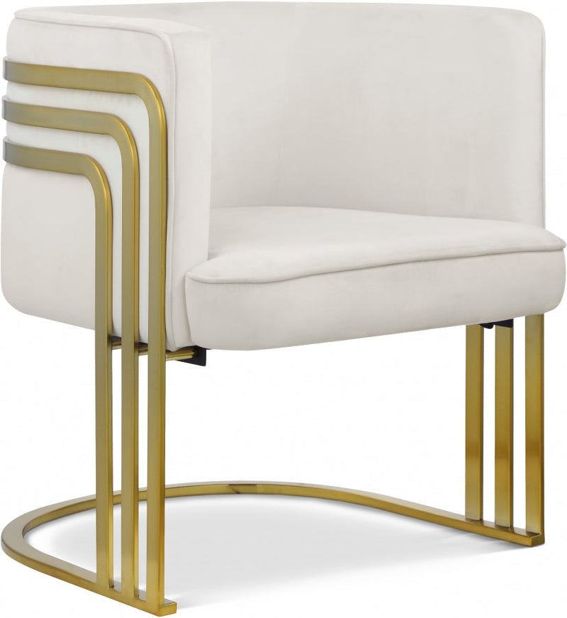 Rays Velvet Upholstered Accent Chair in Cream - 533Cream