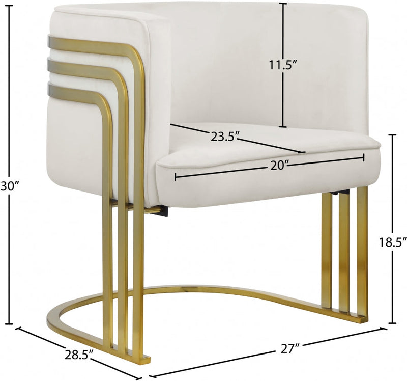 Rays Velvet Upholstered Accent Chair in Cream - 533Cream