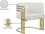 Rays Velvet Upholstered Accent Chair in Cream - 533Cream