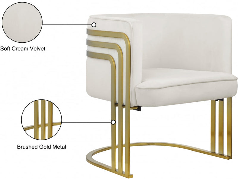 Rays Velvet Upholstered Accent Chair in Cream - 533Cream