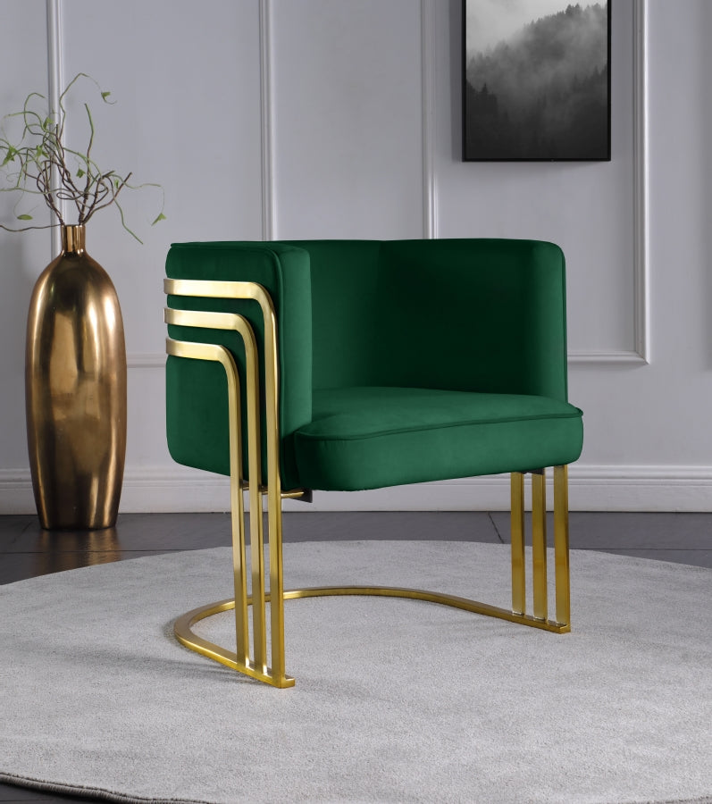 Rays Velvet Upholstered Accent Chair in Green - 533Green