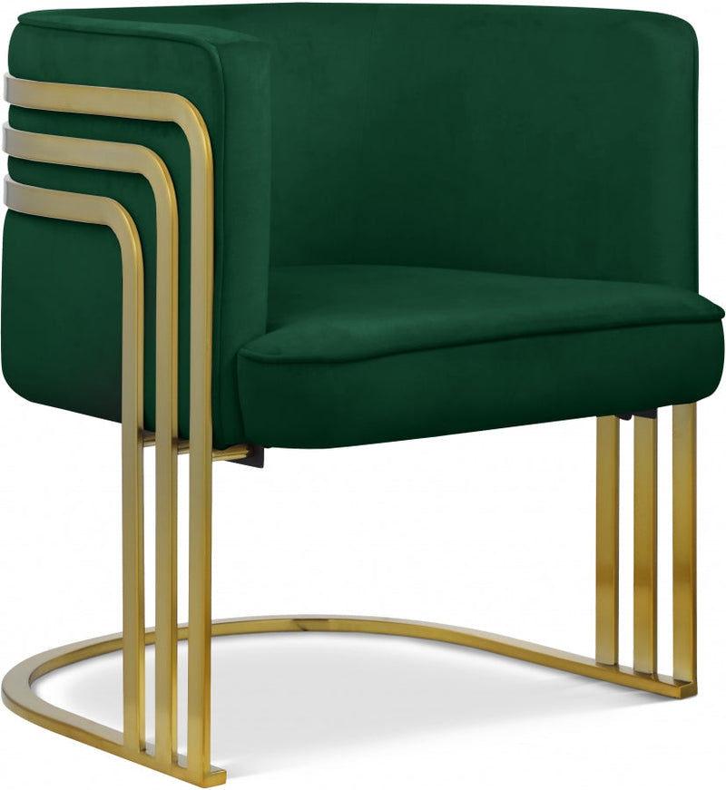 Rays Velvet Upholstered Accent Chair in Green - 533Green
