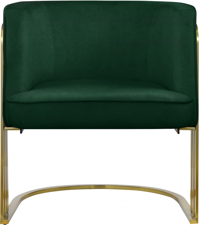 Rays Velvet Upholstered Accent Chair in Green - 533Green