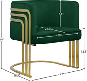 Rays Velvet Upholstered Accent Chair in Green - 533Green