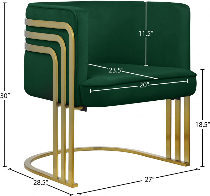 Rays Velvet Upholstered Accent Chair in Green - 533Green