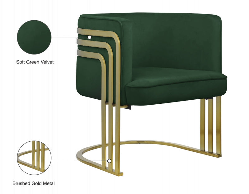 Rays Velvet Upholstered Accent Chair in Green - 533Green
