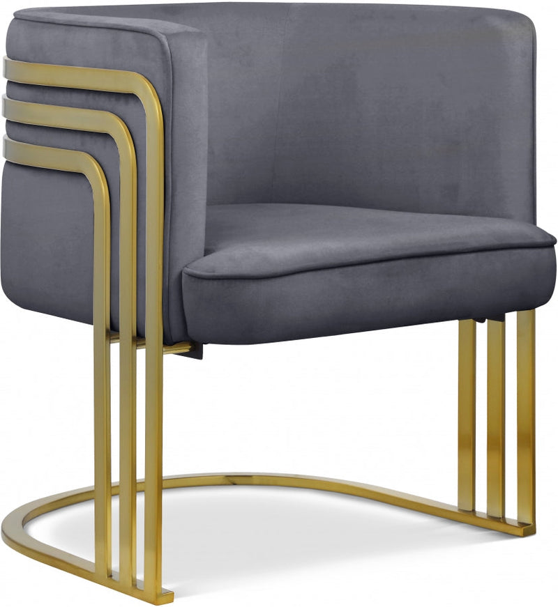 Rays Velvet Upholstered Accent Chair in Grey - 533Grey